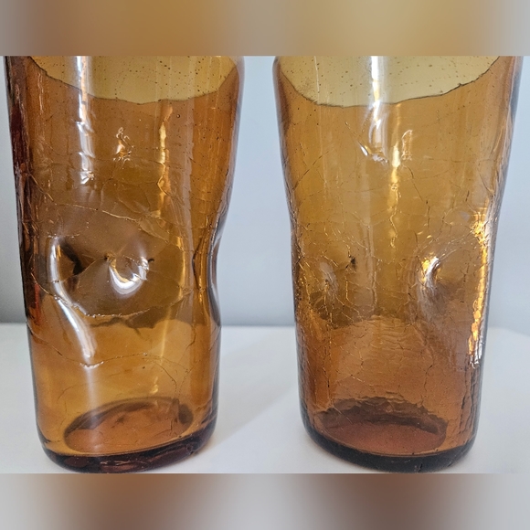 Blenko Amber Crackle Glasses - Picture 4 of 4